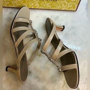 Brighton Tesoro Strappy Heels in biscotti color. Size 9.5